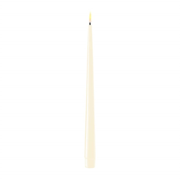 Cream LED Shiny Dinner Candle 28cm (Set of 2)