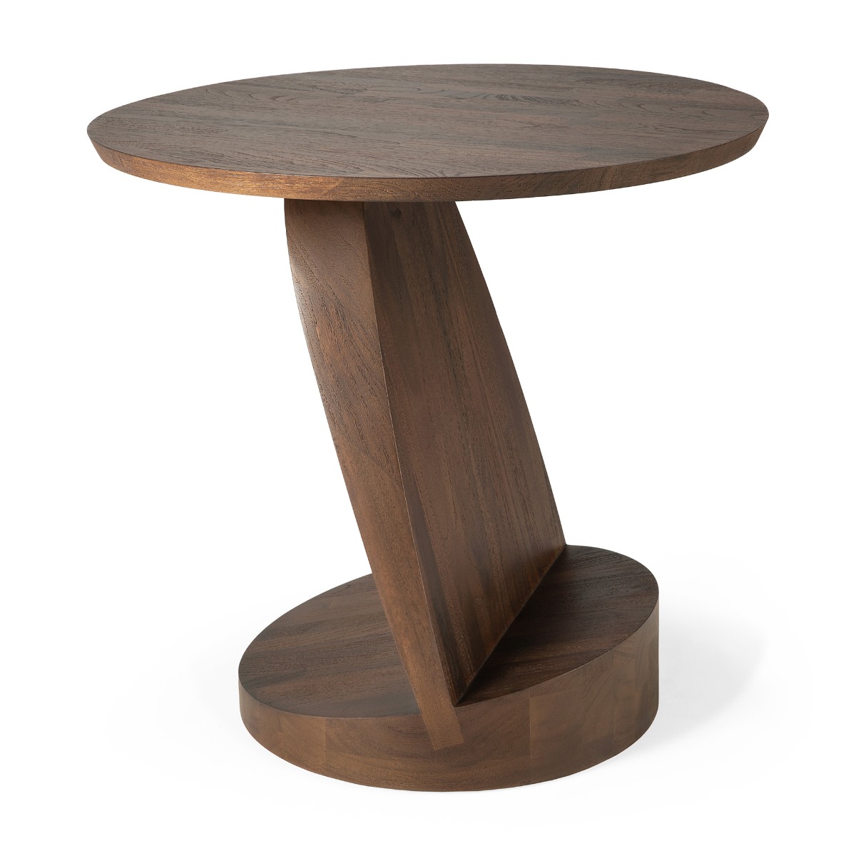 Oblic side table in teak brown