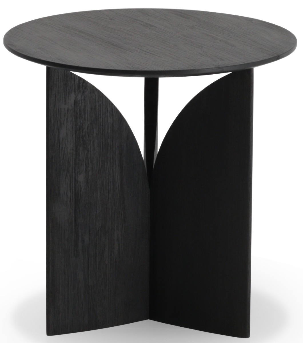 Teak Fin Black Side Table Varnished