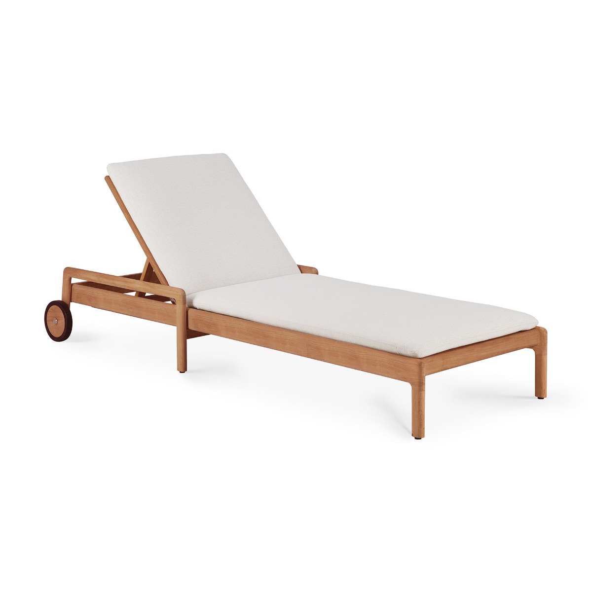 Jack outdoor adjustable lounger teak Off White fabric with thin cushion