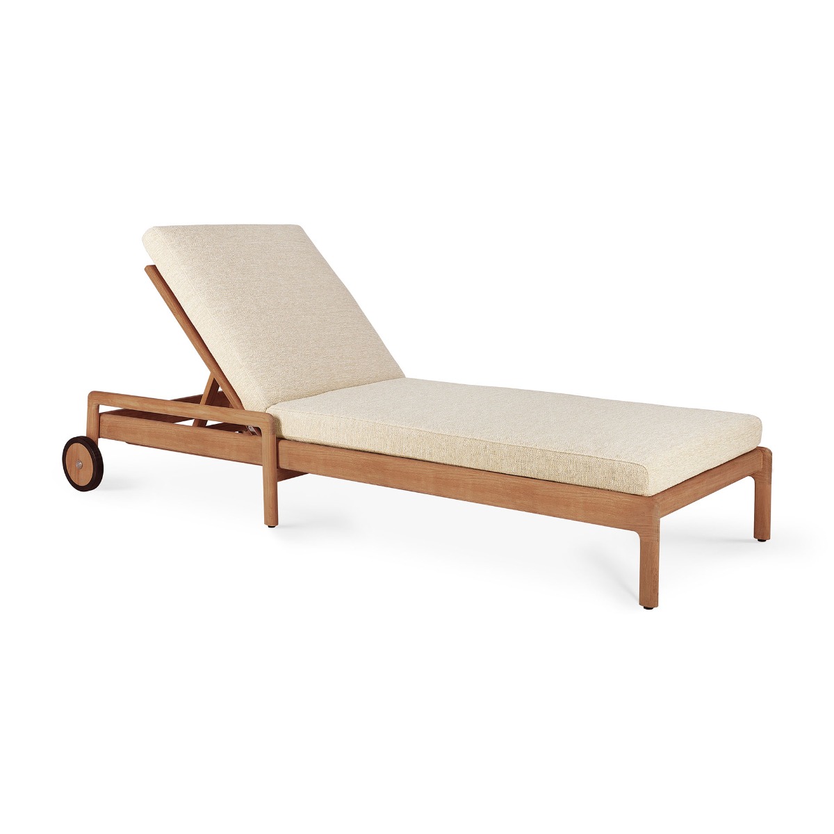 Jack outdoor adjustable lounger teak Natural fabric with thin cushion