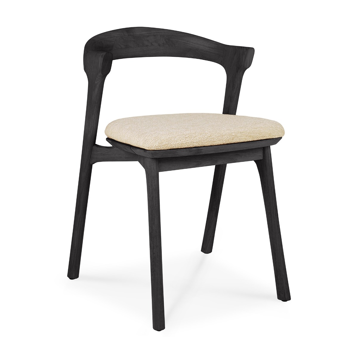 Teak Bok Black outdoor dining chair with cushion natural