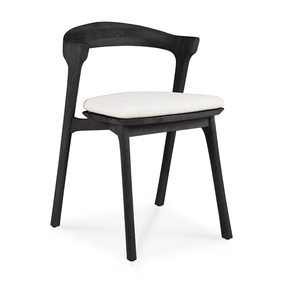 Teak Bok Black outdoor dining chair with cushion off white