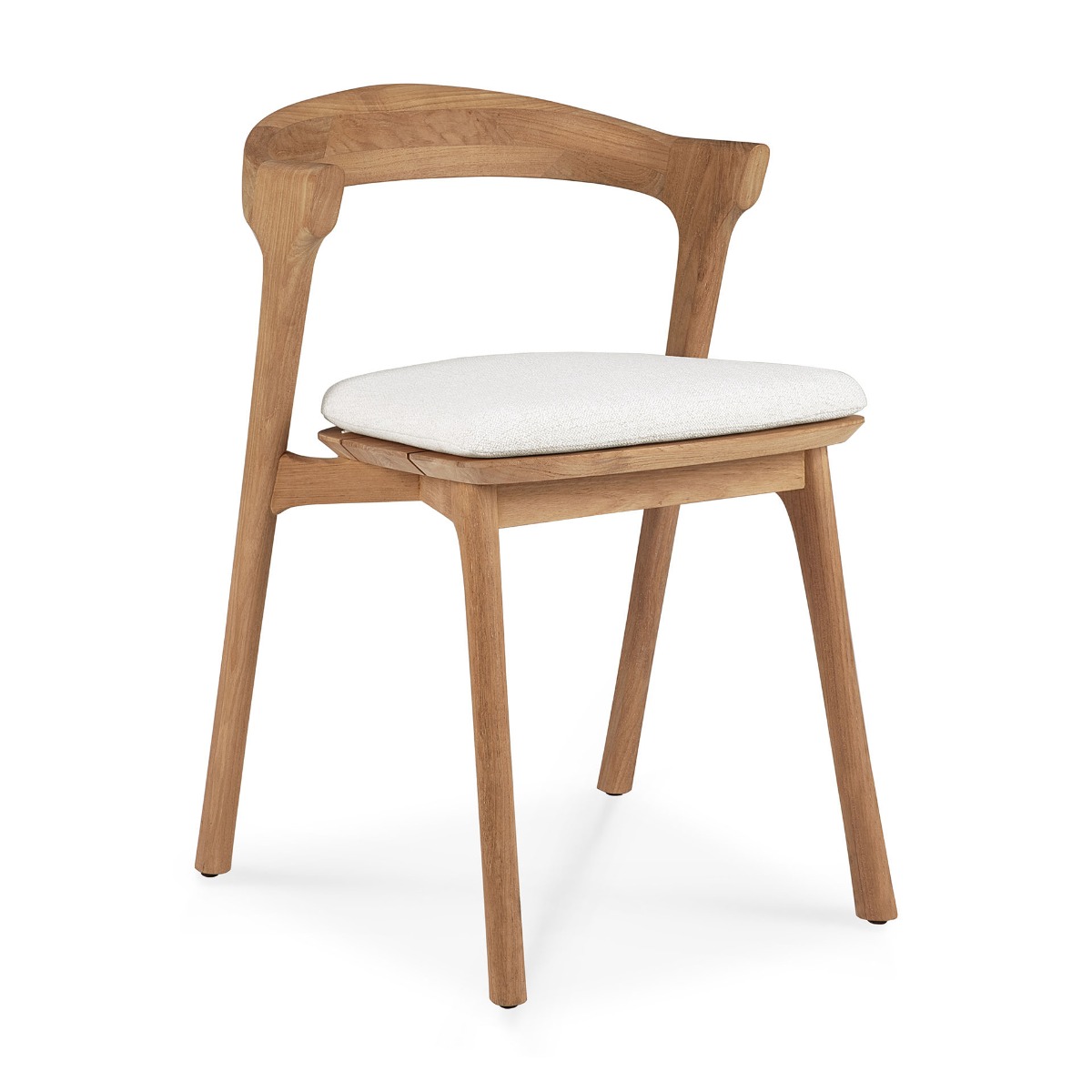 Teak Bok outdoor dining chair with cushion off white