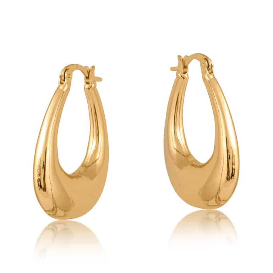 Elvira Organic Shape Oval Earrings - Gold