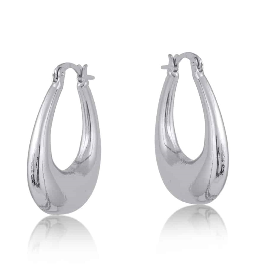 Elvira Organic Shape Oval Earrings - Silver