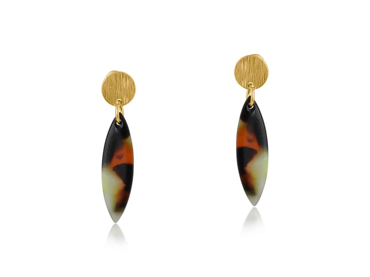 Hortense Metal and Resin Dangle Earrings Orange
