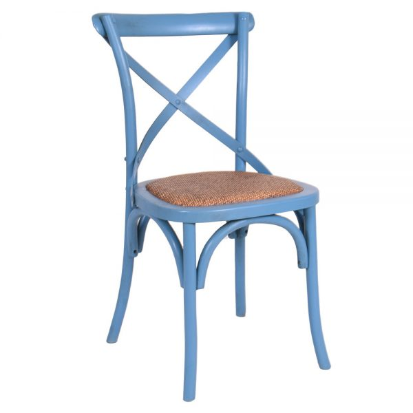 Cross Back Dining Chair-Blue