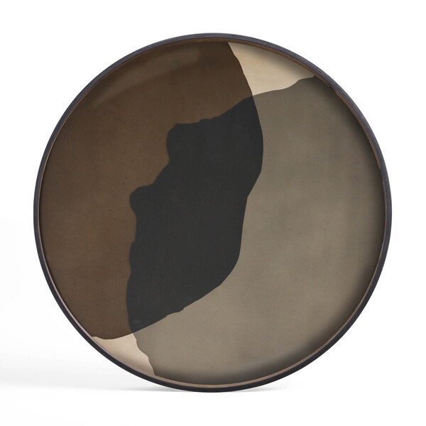 Graphite Combined Dots Glass Tray Round Extra Large