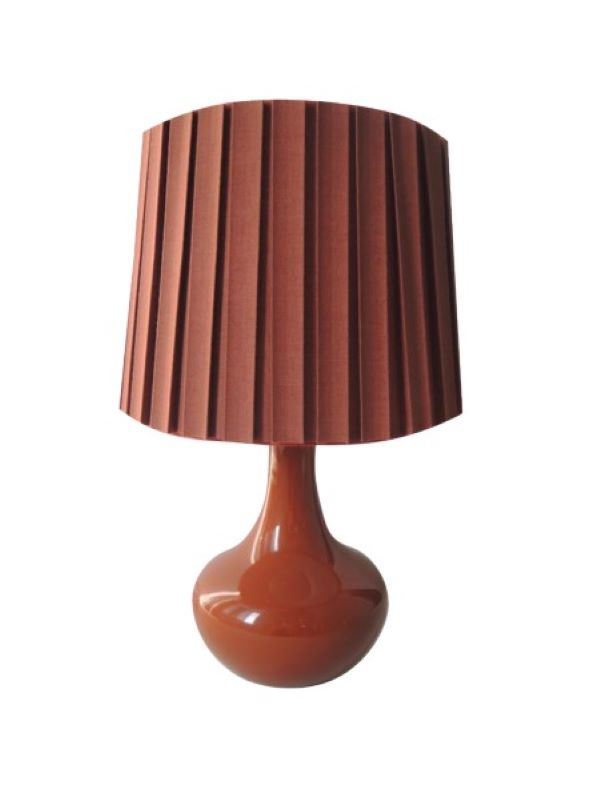 Terracotta lamp & pleated cylinder shade
