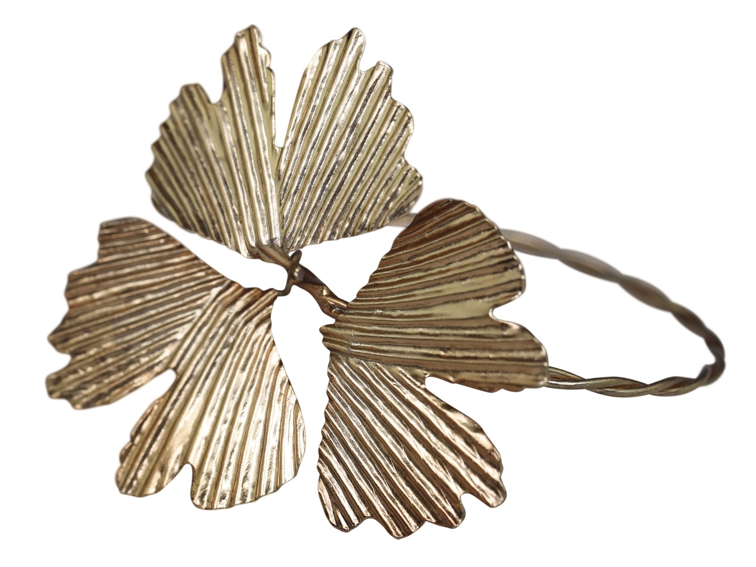 Napkin Ring with Leaves - Brass