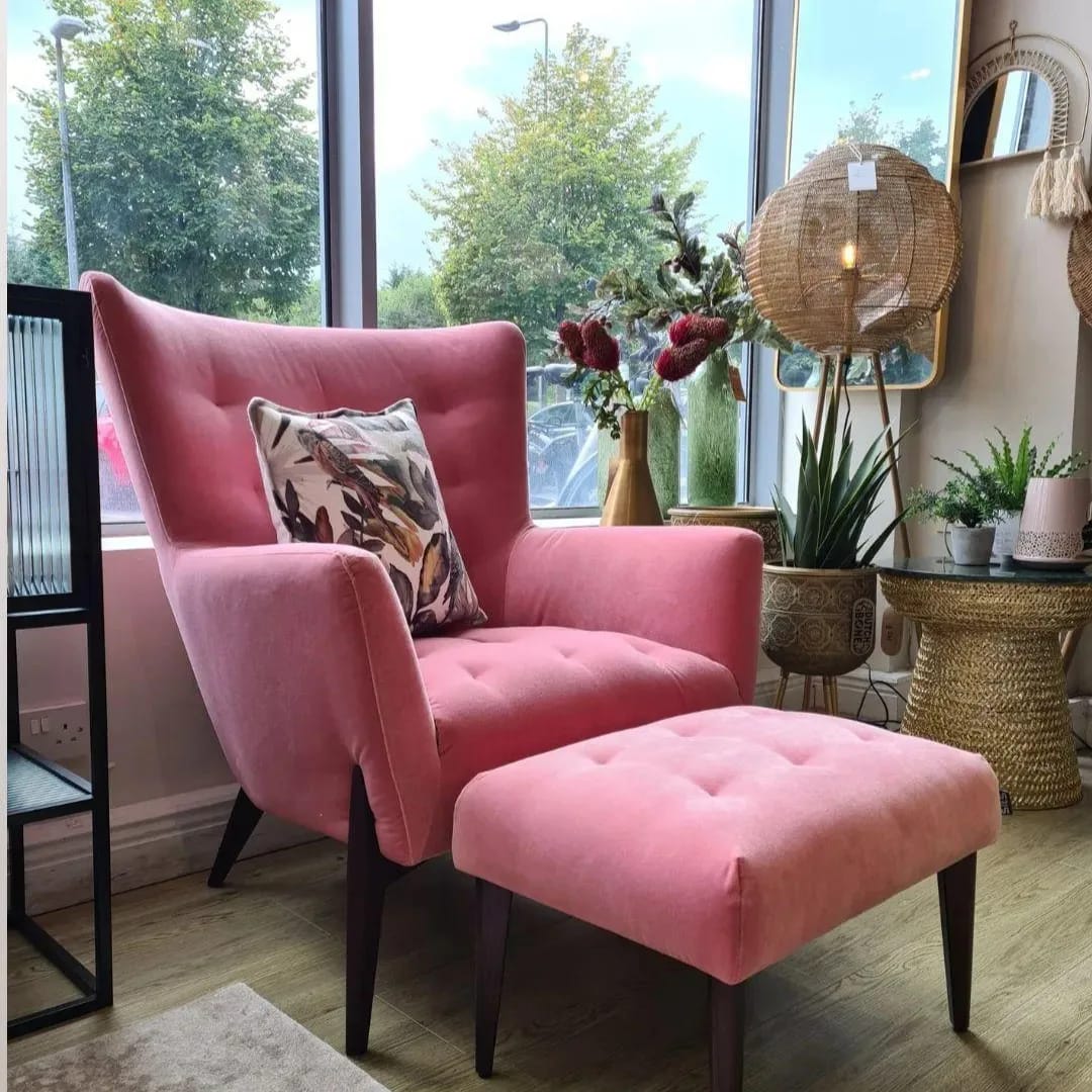 Valentin Armchair & Footstool in Pink 