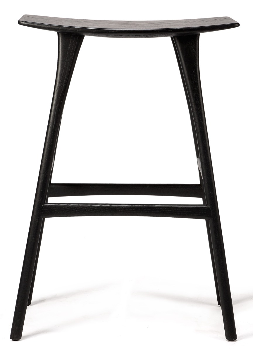 Oak Osso Black Bar stool - Varnished