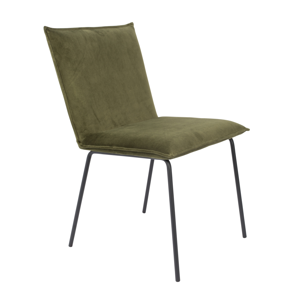 Set of 4 -Dining Chair Floke Velvet Olive