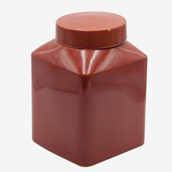 Ceramic Jar Square Red Medium