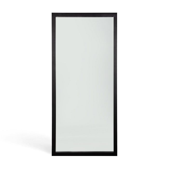 Oak Light Frame Black Floor Mirror