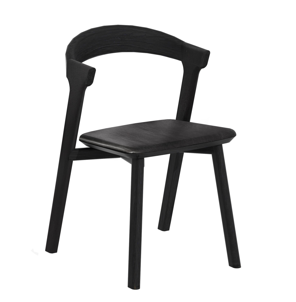 Oak Bok black dining chair in black leather
