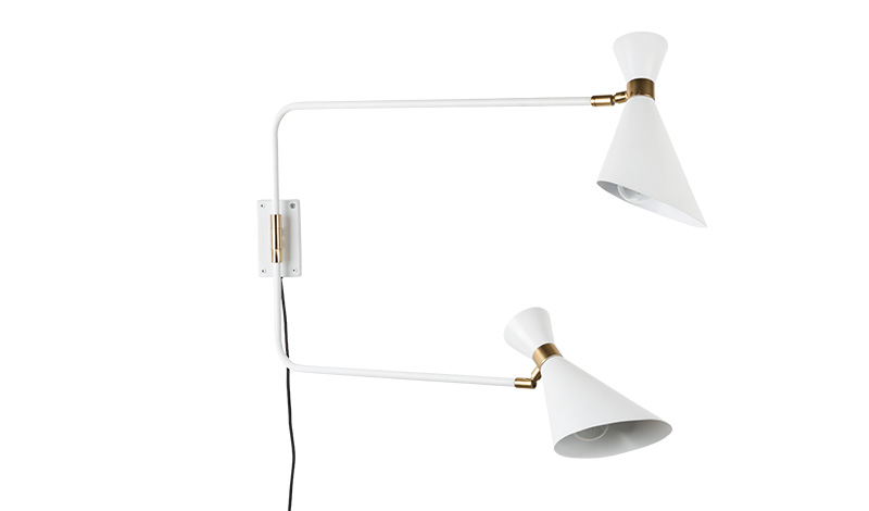 WALL LAMP DOUBLE SHADY WHITE