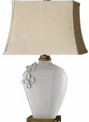 large table lamp white ceramic body and antique brass base