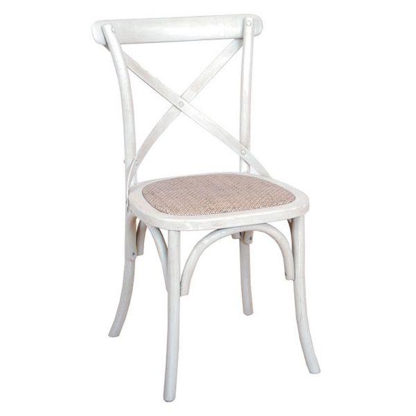 Cross Back Dining Chair-White