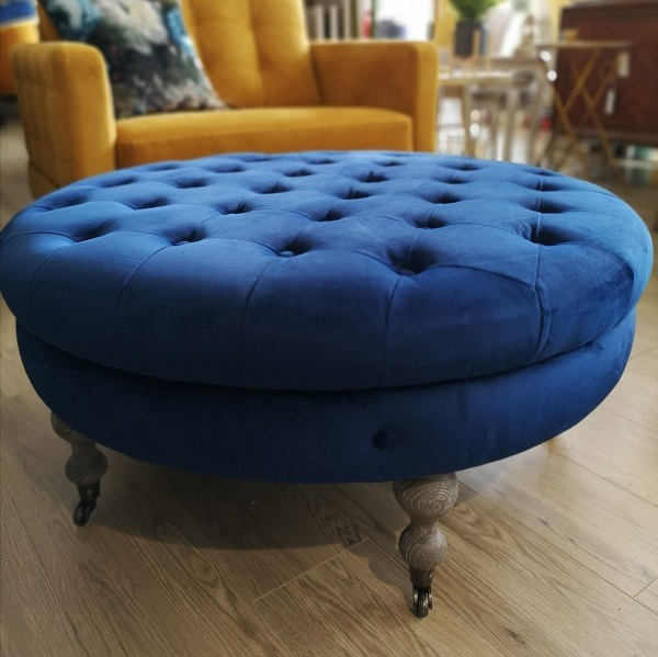 Ruby Round footstool Navy
