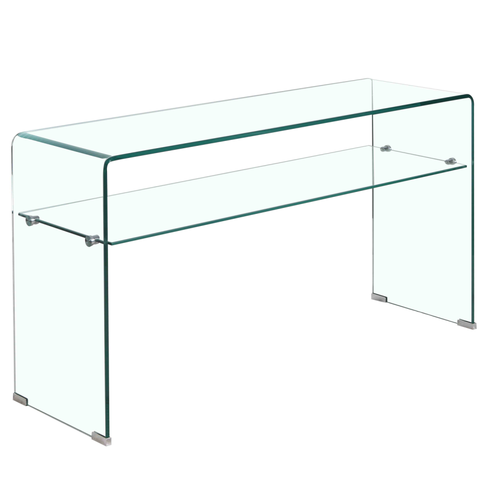 Elena Console Table With Shelf Clear Glass