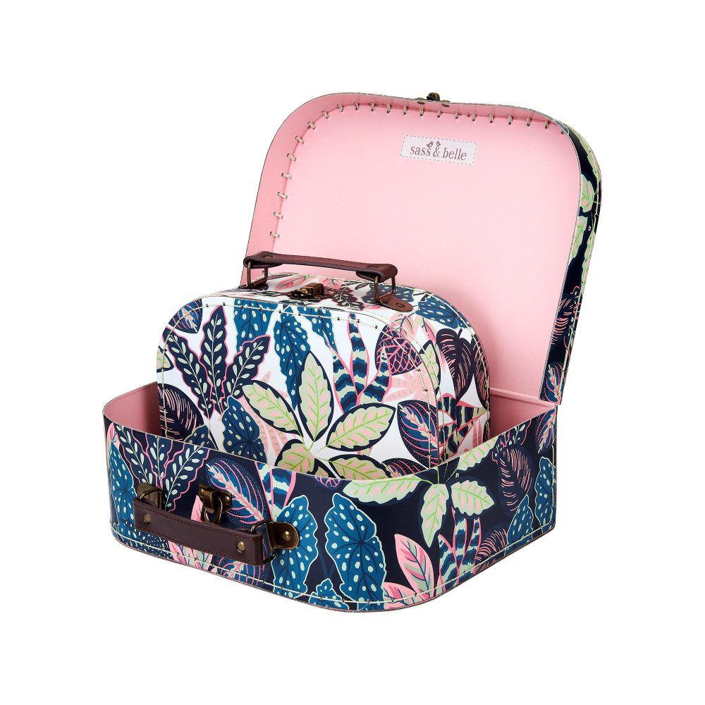 Variegated Leaves Suitcases S/2