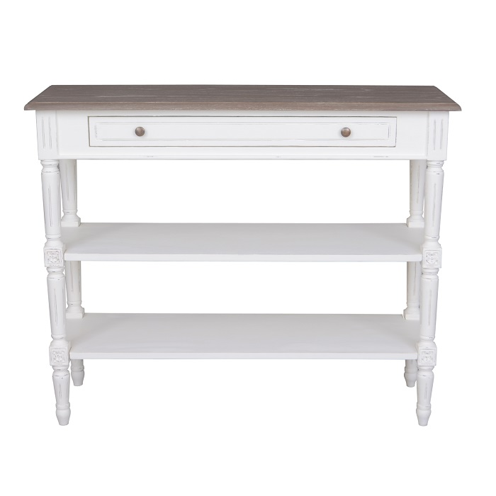 Helena White Console with 2 Shelves