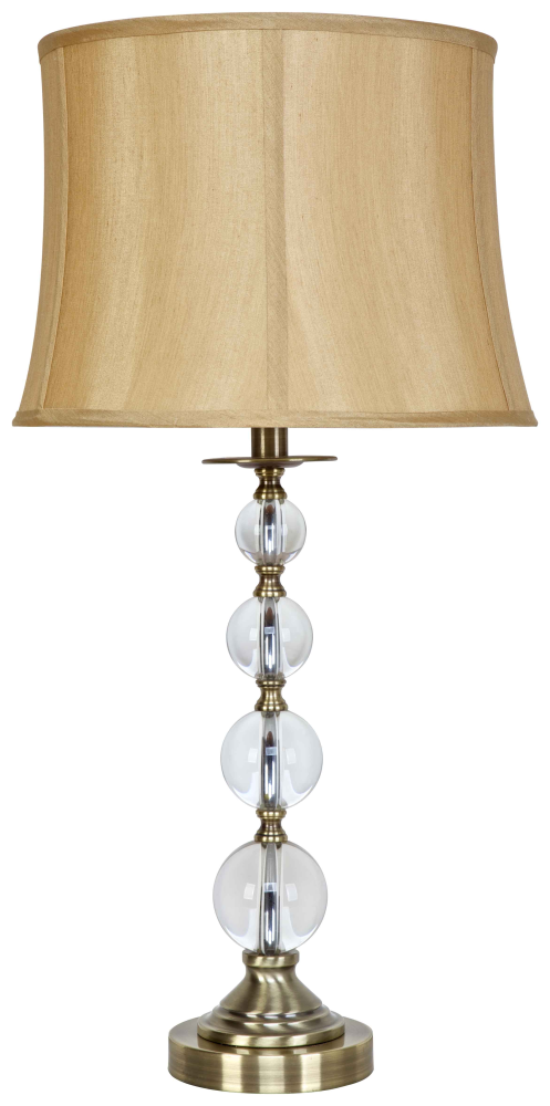 Antique brass & crystal ball table lamp