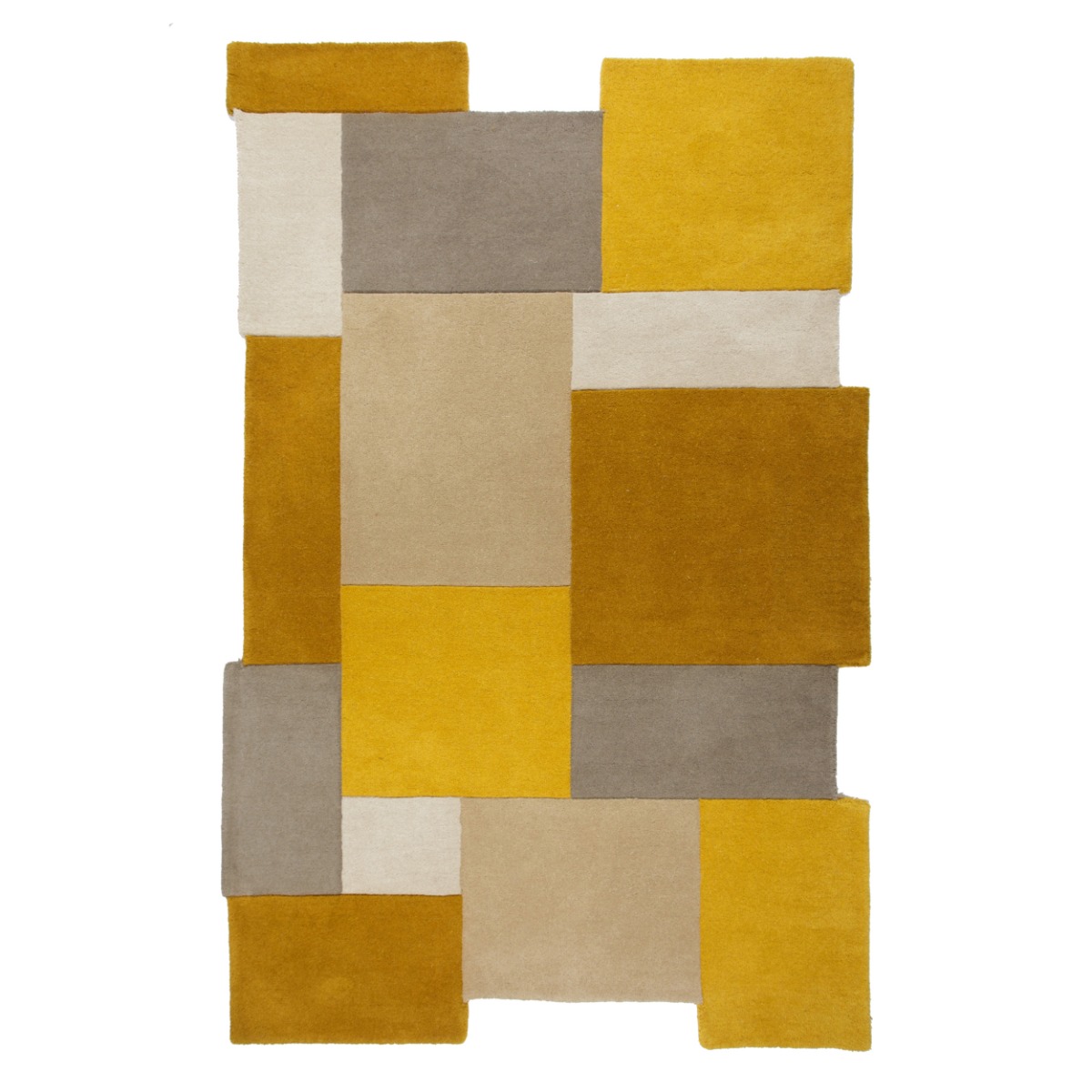 Abstract Collage Rug in Ochre Natural
