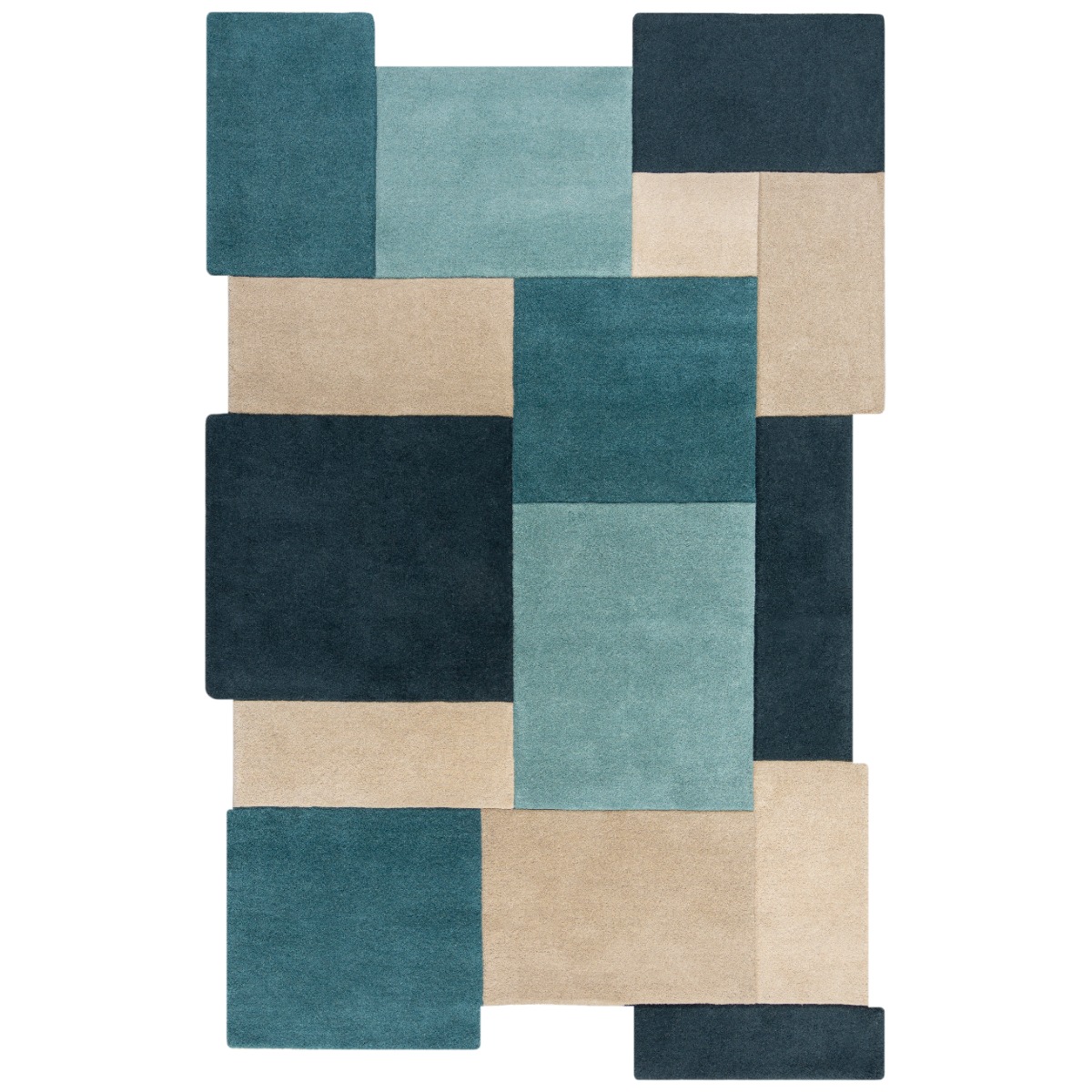 Abstract Collage Rug in Teal