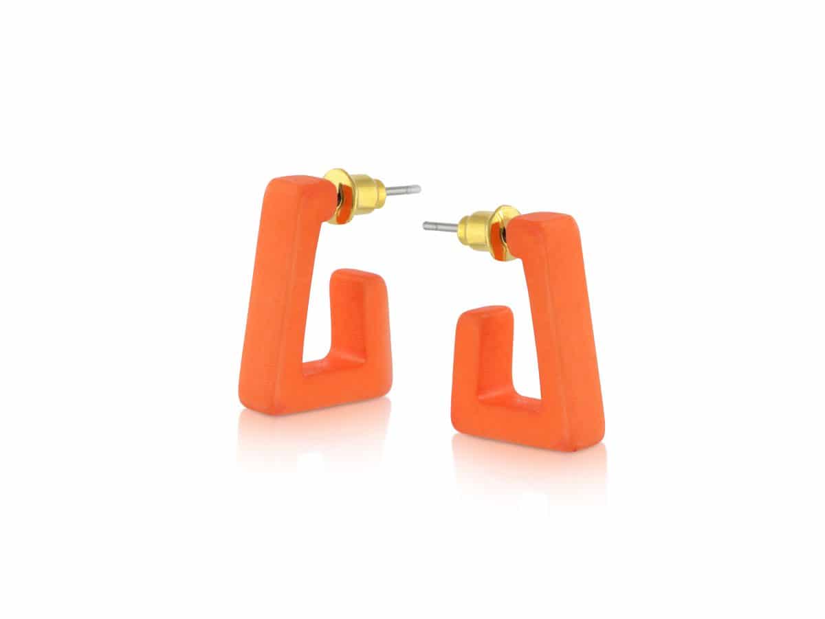 Anastasia Tiny Square Earrings in Orange