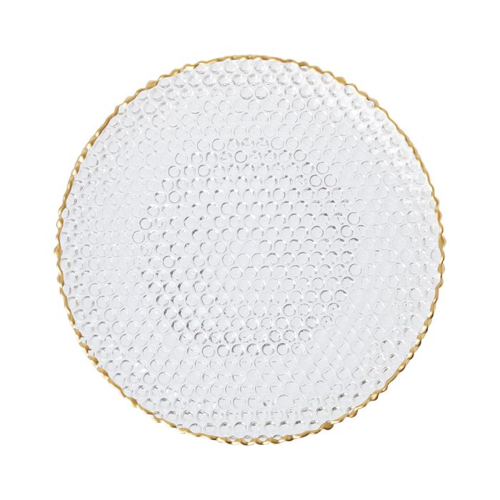 Glass plate with golden thread