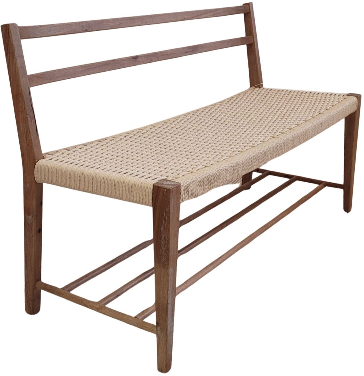 Limoges Bench with wicker seat & backrest
