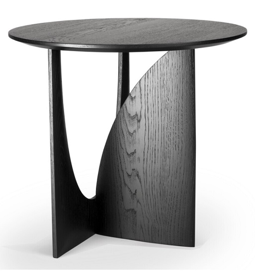 Oak Geometric Side Table Black