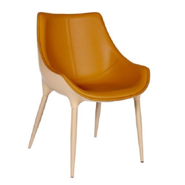 Cavallino Taupe Shell Dining Chair - Burned Orange PU