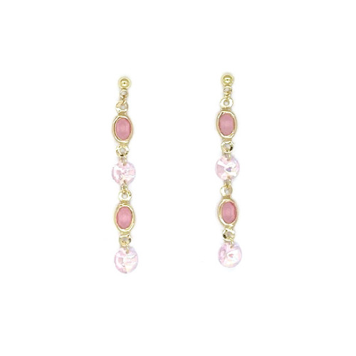 Hand Cut Glass And Resin Stones in Gold Pink