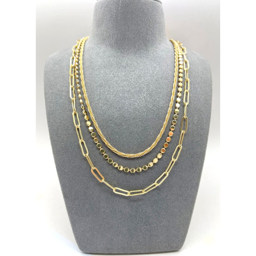 Three Different Type Of Chains Necklace Gold