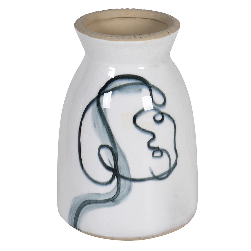 White Terracotta Face Vase