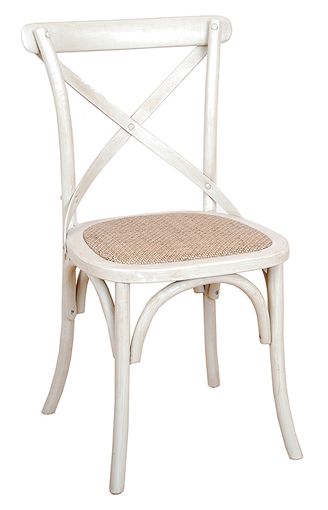 Cross Back Dining Chair- Vintage White