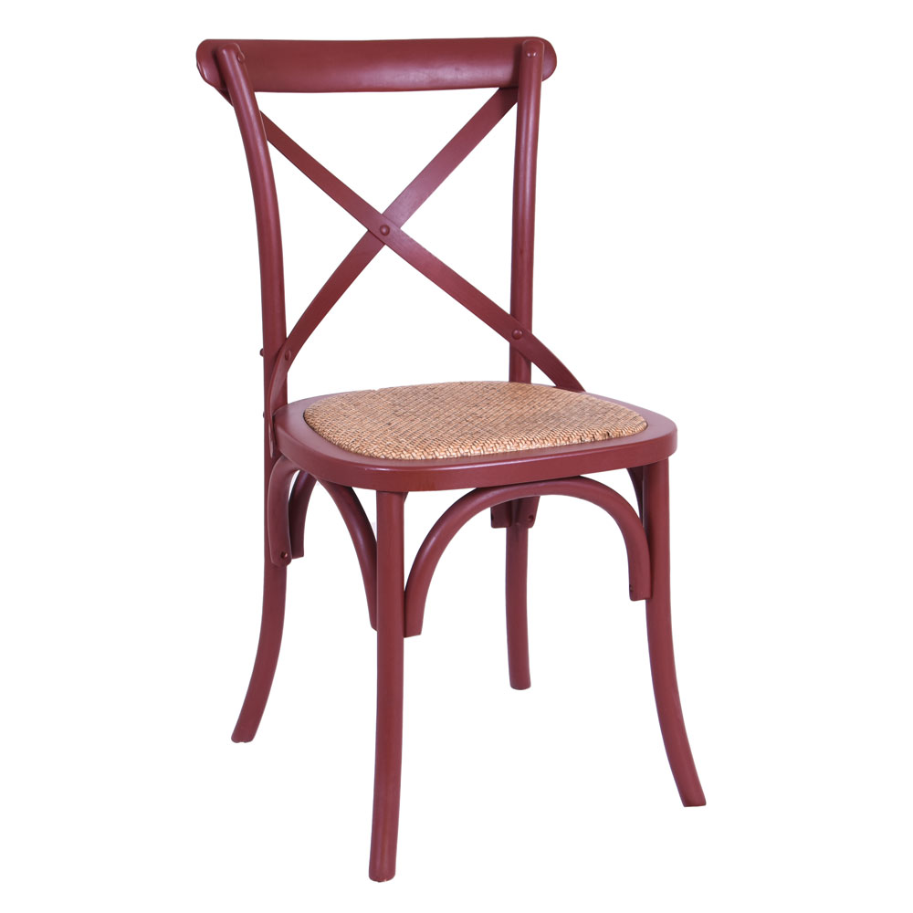 Cross Back Dining Chair - Burgandy