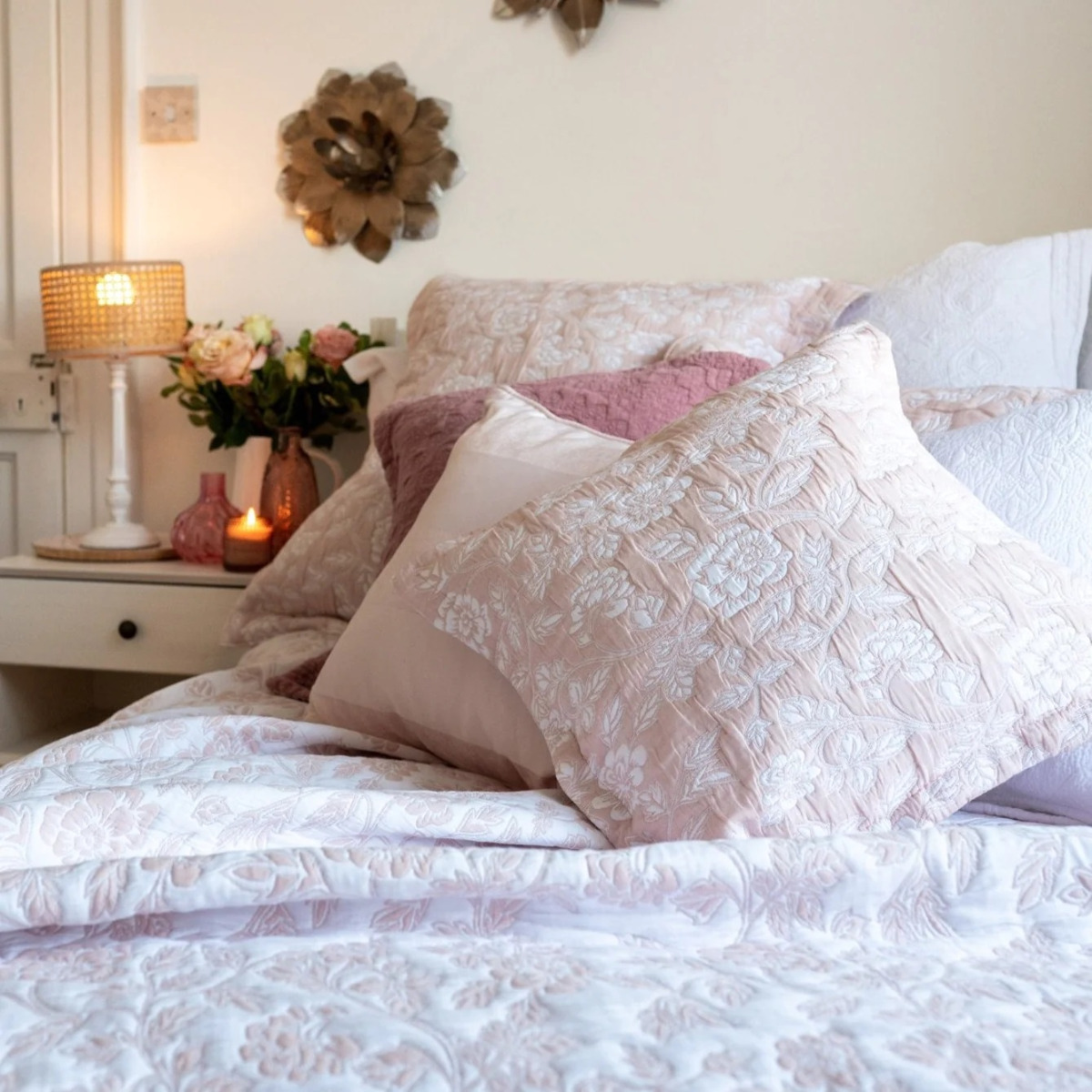 Eleanor Pale Pink Bedspread - Standard Pillowsham