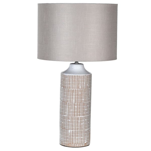 Grid Patterned Table Lamp with Linen Shade