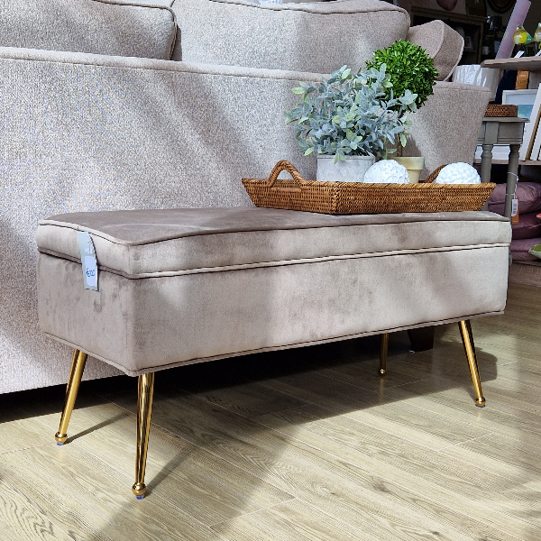 Sarah Bench with Storage Taupe