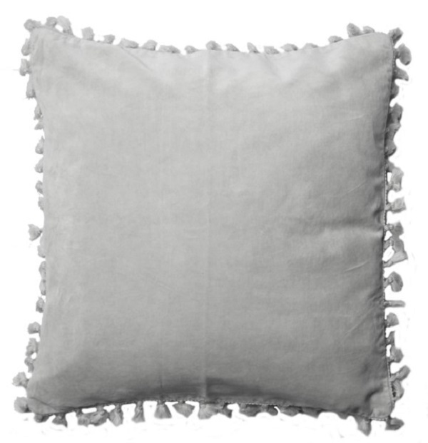Cushion with Fringe in light grey