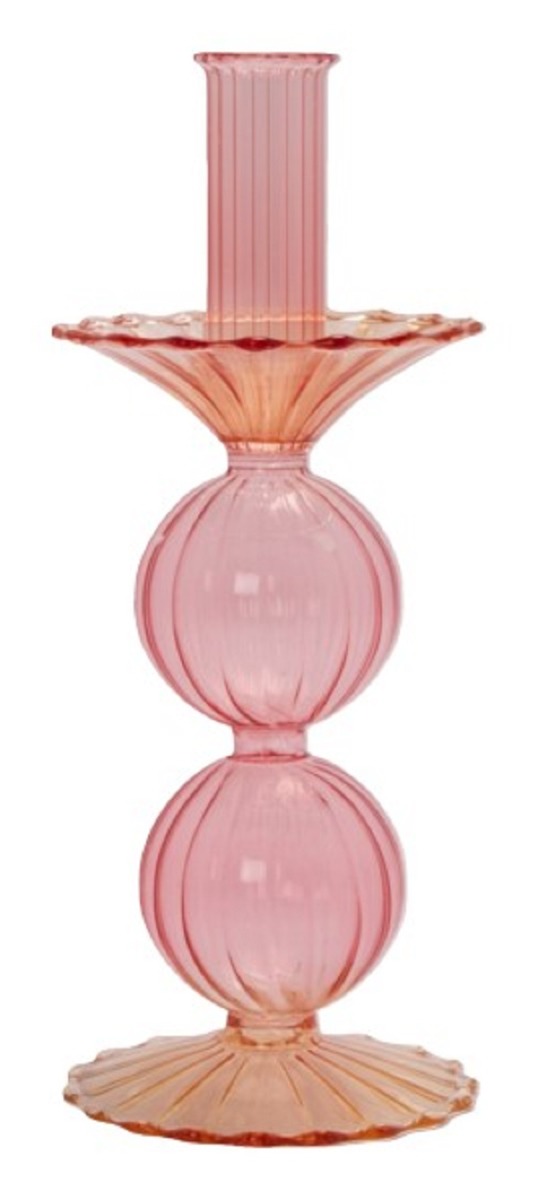 Glass candle holder-Pink-yellow