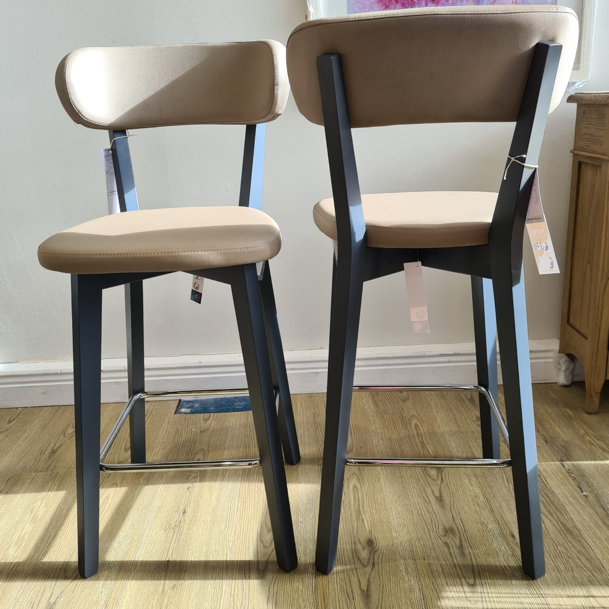 2 Floor Model Peter Counter Stools in Taupe 