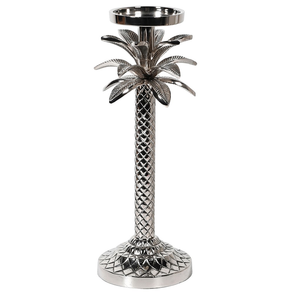 Small Silver Palm Tree Candle Holder