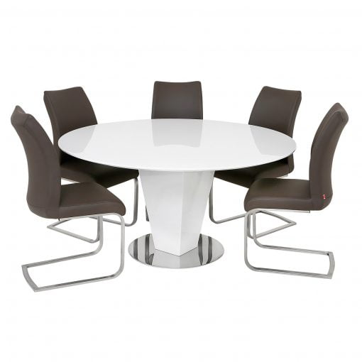 Lombardy round high gloss table in white