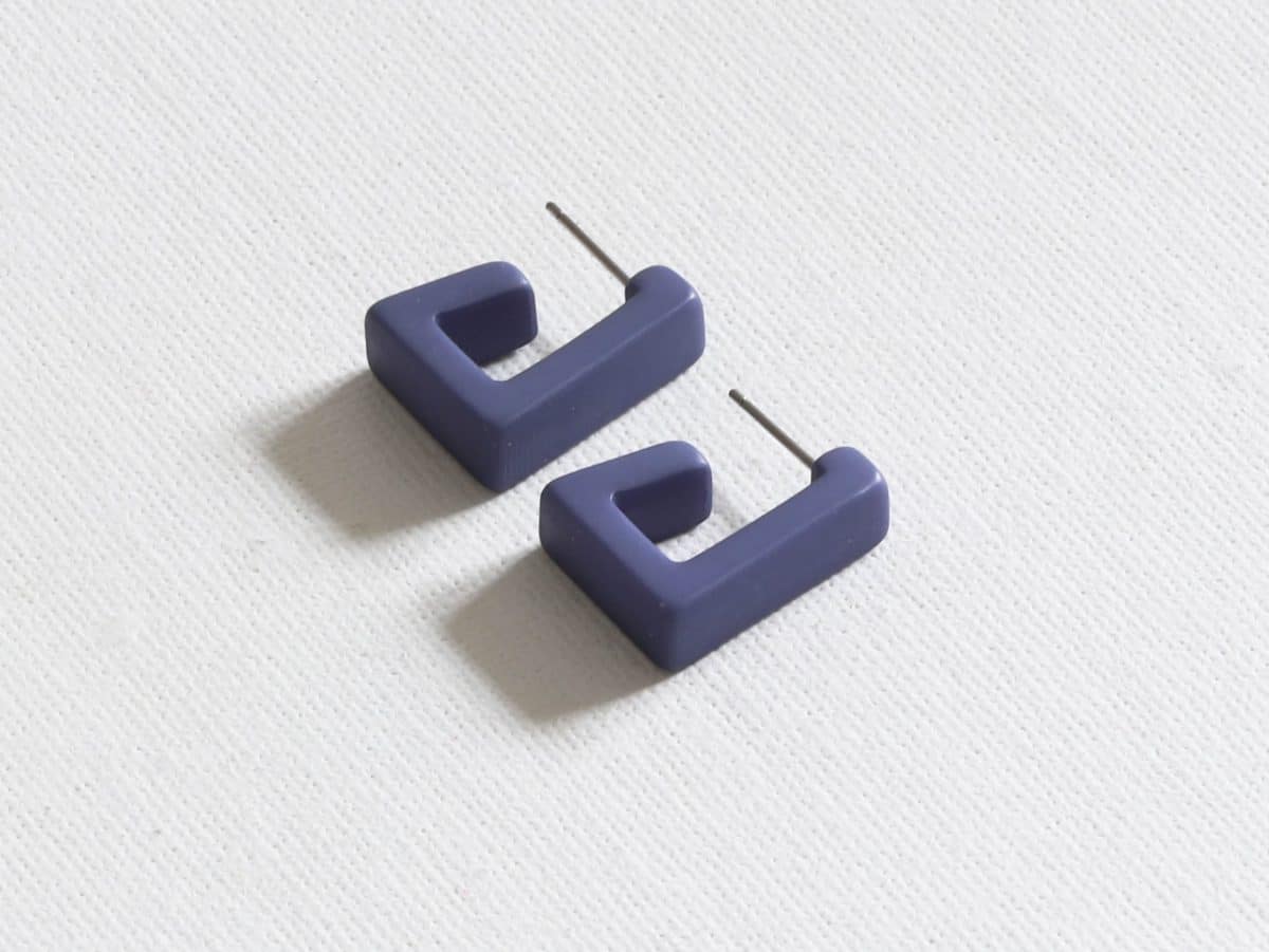Petra Matte Resin Square Earrings in Blue